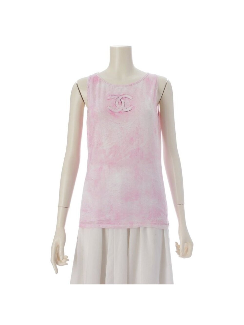 Chanel 09C CC Logo Print Tank Top Pink 38